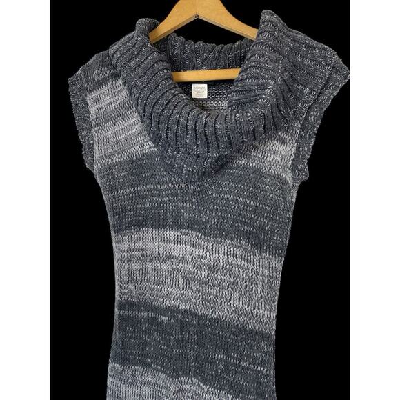 Rue 21 Tunic Sweater Top Y2K Bodycon Wiggle Gray Stripe Preppy Cowl Neck Size M - Picture 3 of 9